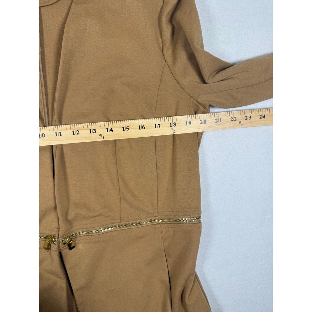 Grace Elements Womens XL Tan Zipper Waist Hook Eye Open Front Blazer Jacket - Picture 8 of 11